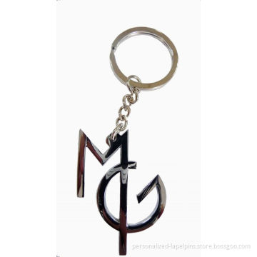 Promotional Metal Letters Pendant Zinc Alloy Keychains With Shinny Nickel Plated Finish